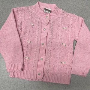 Hot Fudge Vintage Baby Girl Pink Floral Button Cardigan Sweater Size 12M